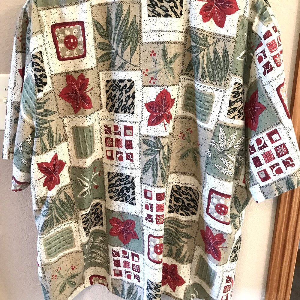 Tapestry Patchwork Print Button-Down Top: 80s Bro… - image 6